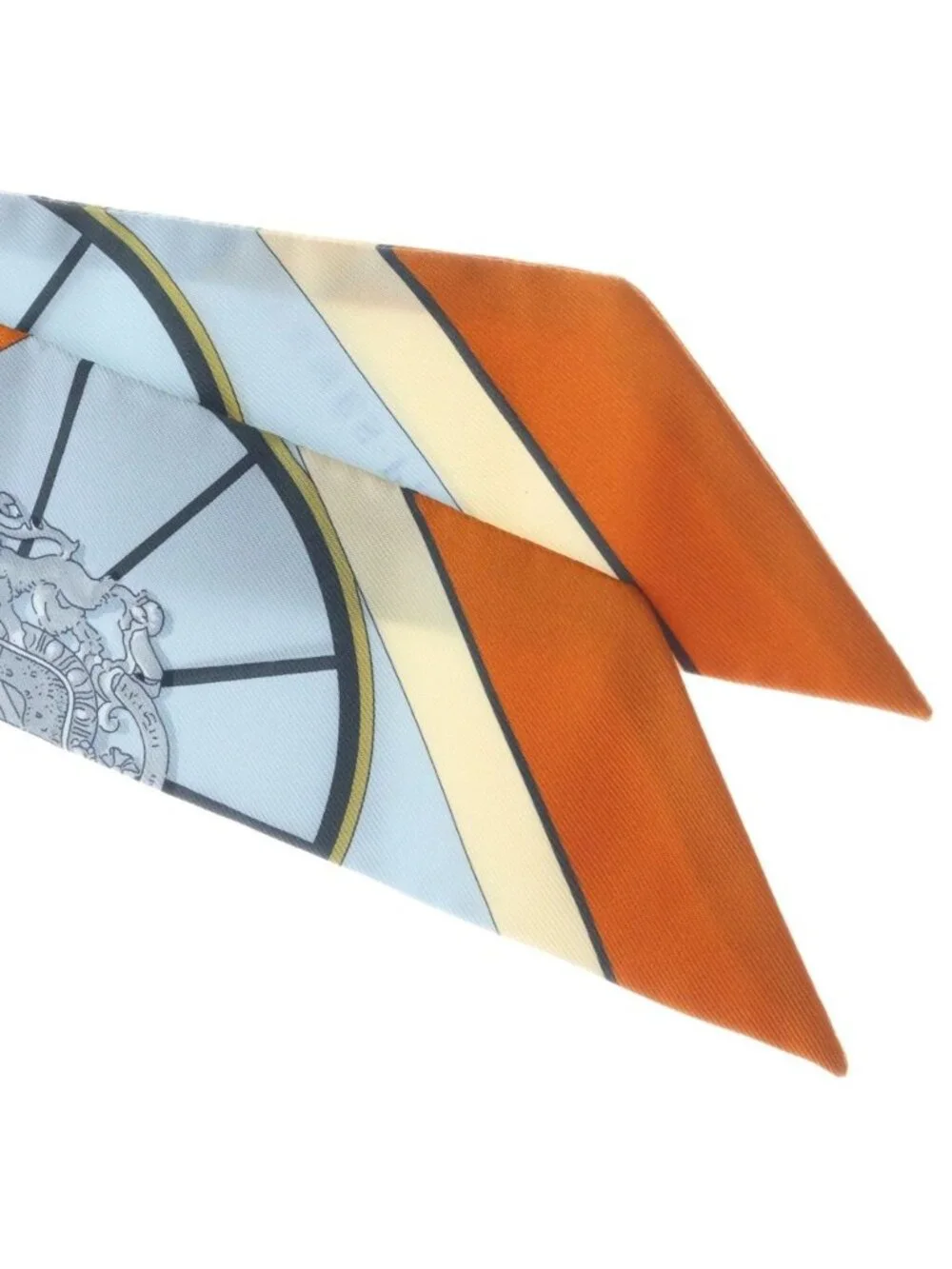 Hermes Twilly Spring Scarf Silk White Orange Blue
